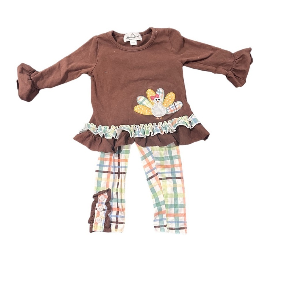 Kids Brown Matching Set Turkey Design